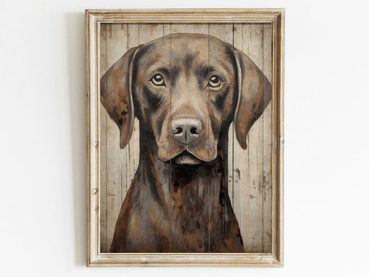 Brown Labrador Print, Vintage Lab Wall Art, Rustic Dog Decor, Gift for Dog Lovers - WildfieldPrints