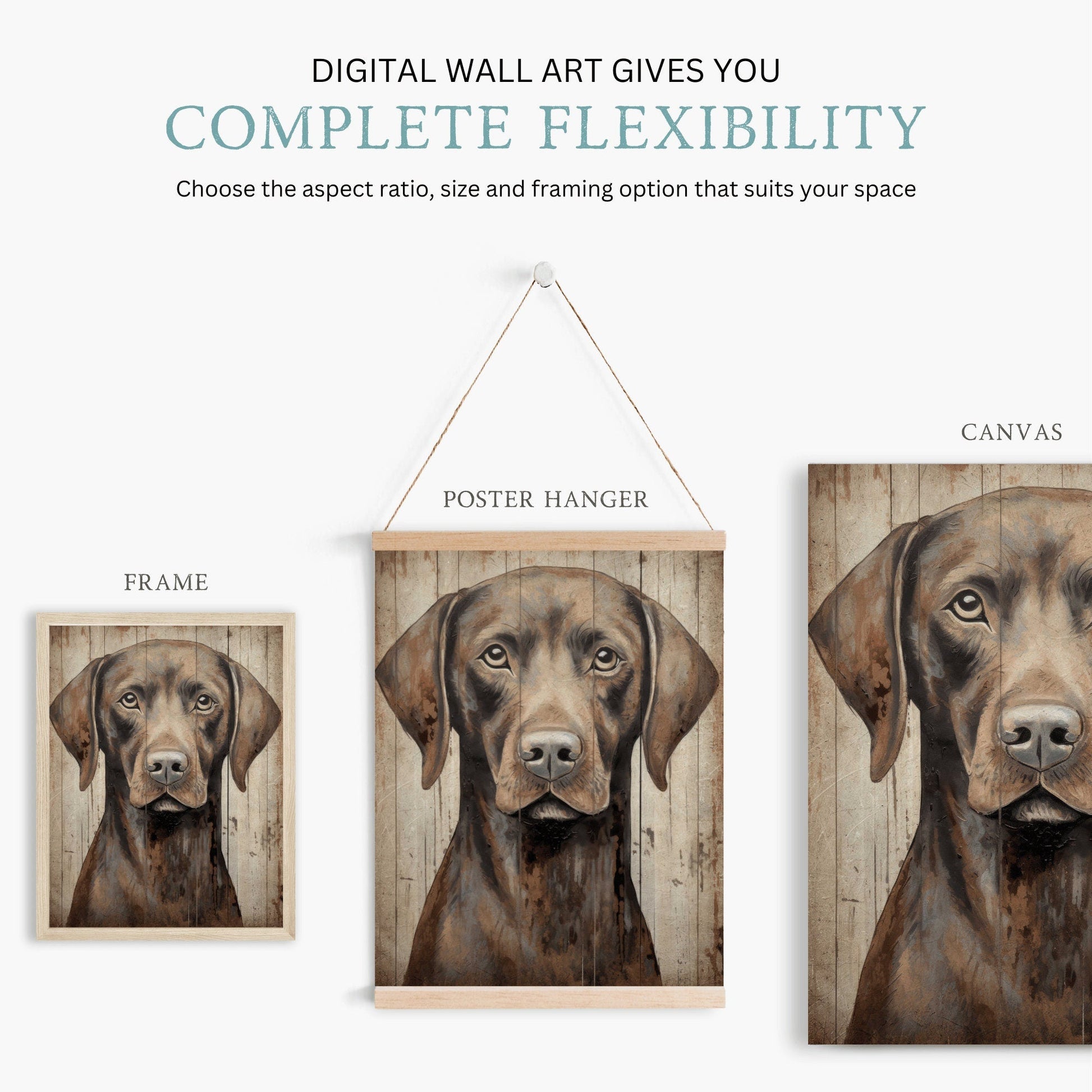 Brown Labrador Print, Vintage Lab Wall Art, Rustic Dog Decor, Gift for Dog Lovers - WildfieldPrints