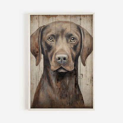 Brown Labrador Print, Vintage Lab Wall Art, Rustic Dog Decor, Gift for Dog Lovers - WildfieldPrints