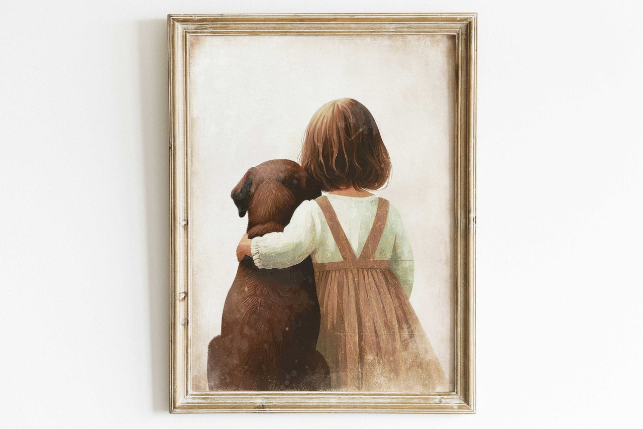 Brown Labrador Wall Art – Dog Nursery Print for Girls
