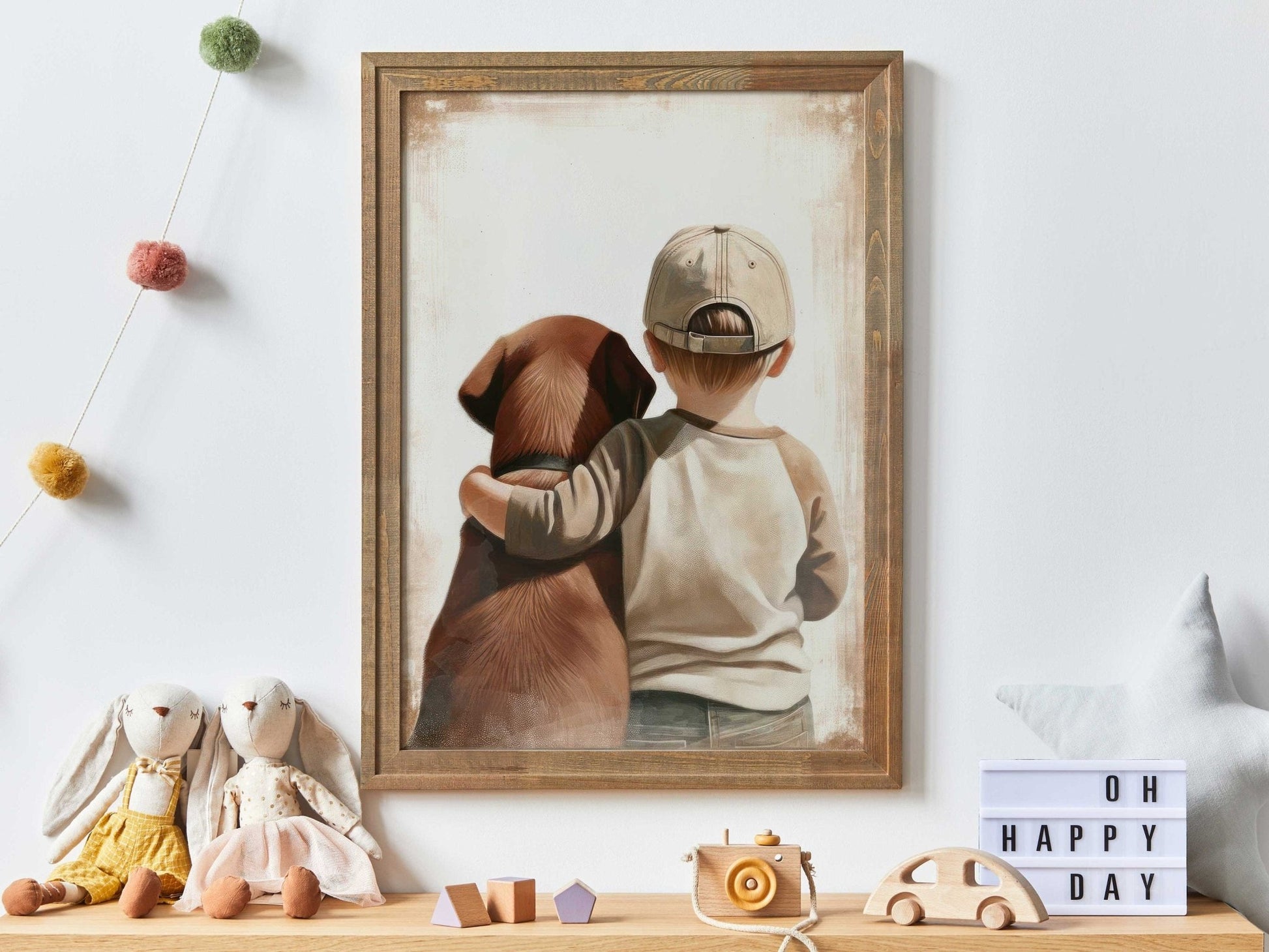 Brown Labrador Retriever Nursery Print, Boy & Dog Wall Art, Kids Decor - WildfieldPrints