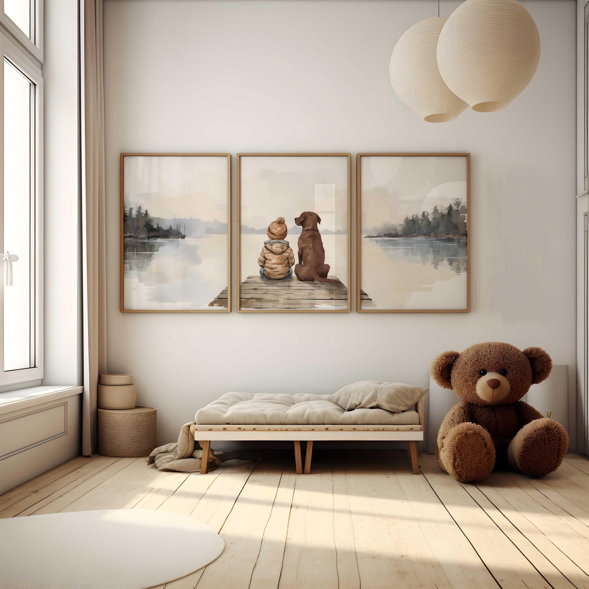 Brown Labrador Wall Art, Boys Room Decor, Dog Painting for Nursery - WildfieldPrints