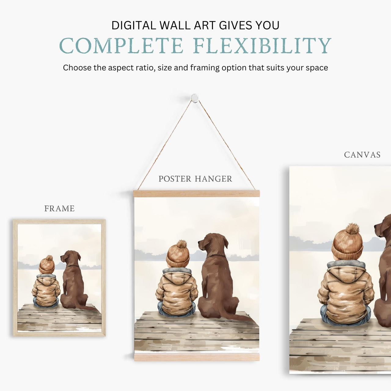 Brown Labrador Wall Art – Dog Nursery Print for Boys Room • Set of 3