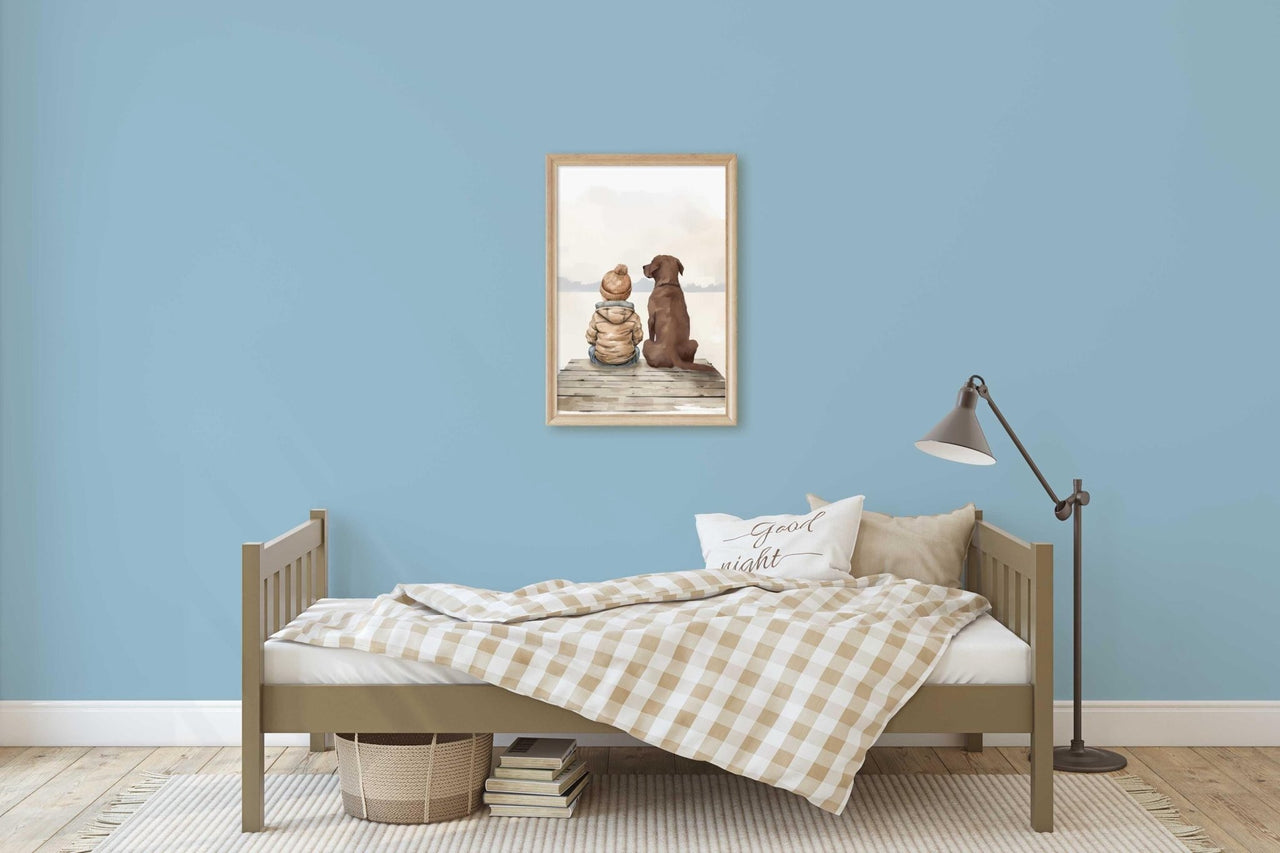 Brown Labrador Wall Art – Dog Nursery Print for Boys