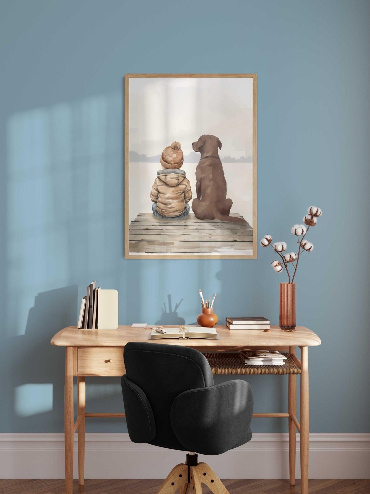 Brown Labrador Wall Art – Dog Nursery Print for Boys