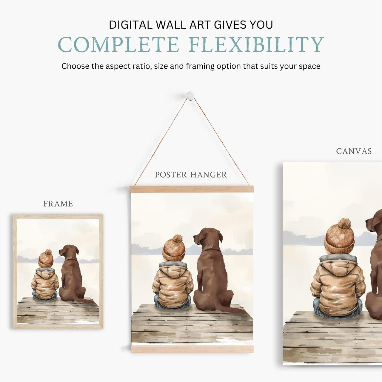 Brown Labrador Wall Art – Dog Nursery Print for Boys