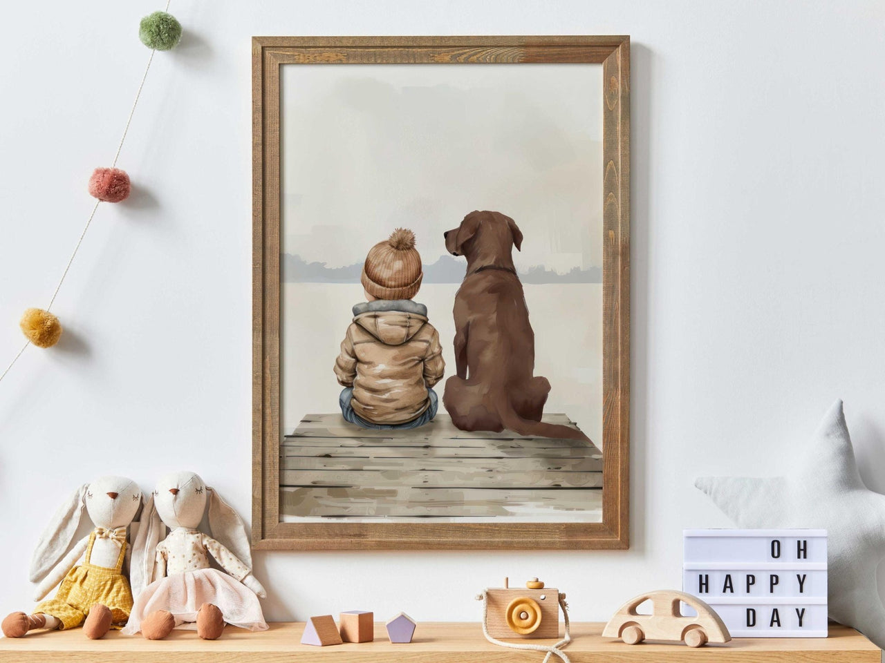 Brown Labrador Wall Art – Dog Nursery Print for Boys