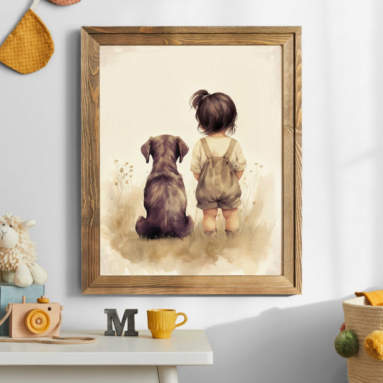 Brown Labrador Wall Art – Dog Nursery Print for Girls