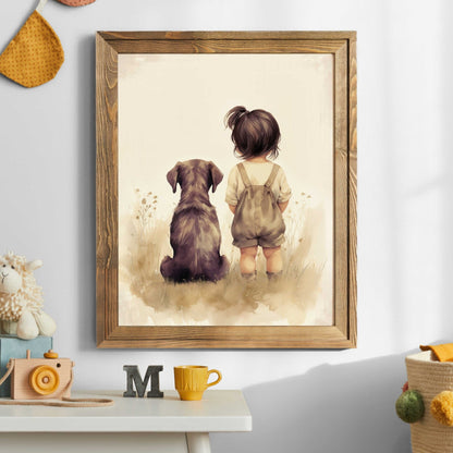 Brown Labrador Wall Art, Cute Dog Nursery Decor, Lab Dog Print - WildfieldPrints