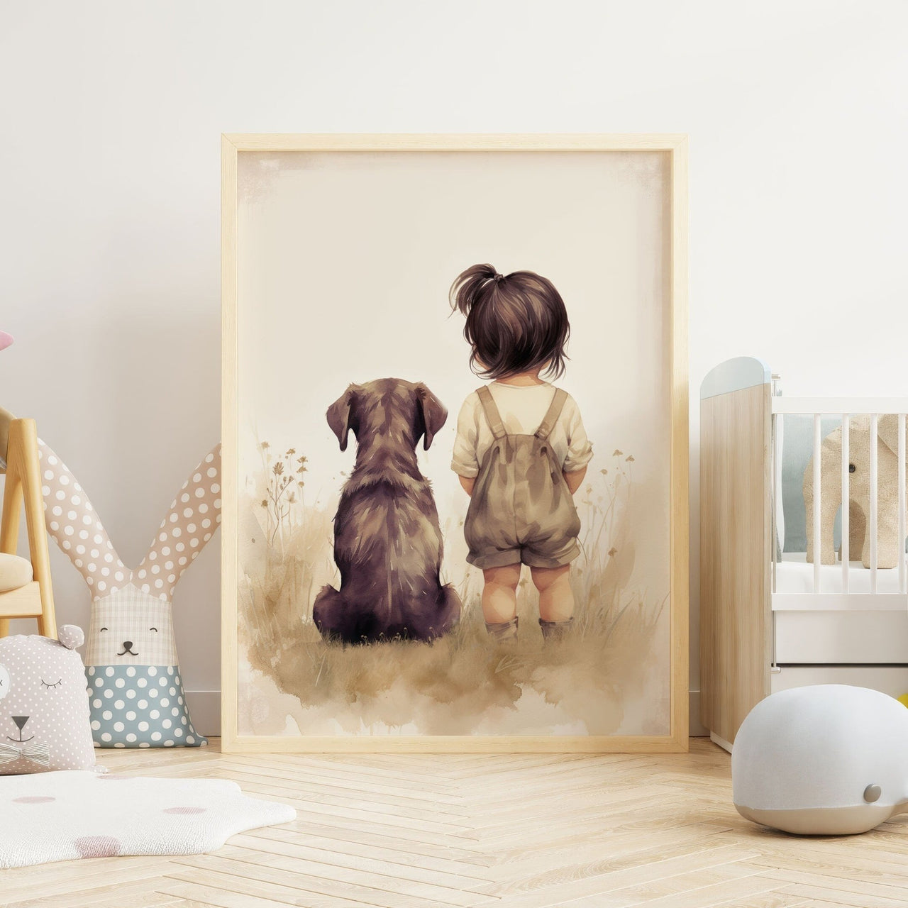 Brown Labrador Wall Art – Dog Nursery Print for Girls