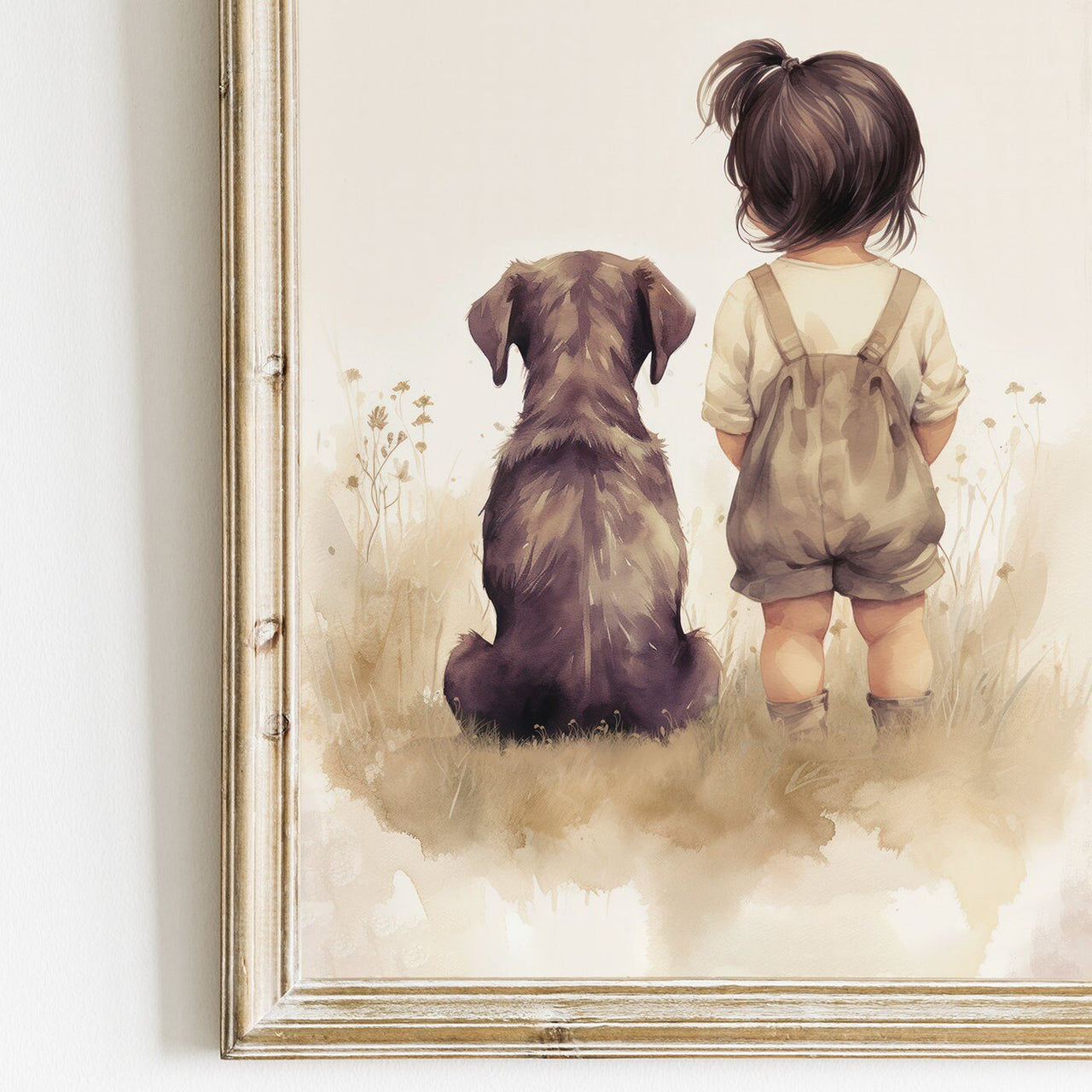 Brown Labrador Wall Art – Dog Nursery Print for Girls