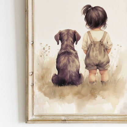 Brown Labrador Wall Art, Cute Dog Nursery Decor, Lab Dog Print - WildfieldPrints