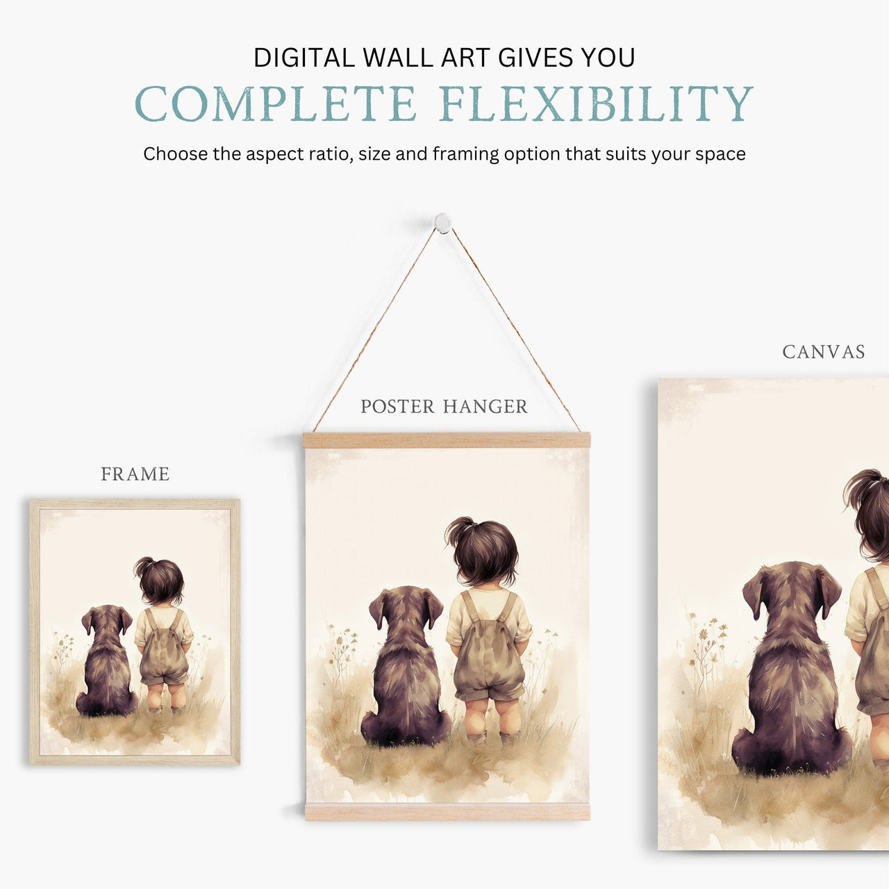Brown Labrador Wall Art – Dog Nursery Print for Girls