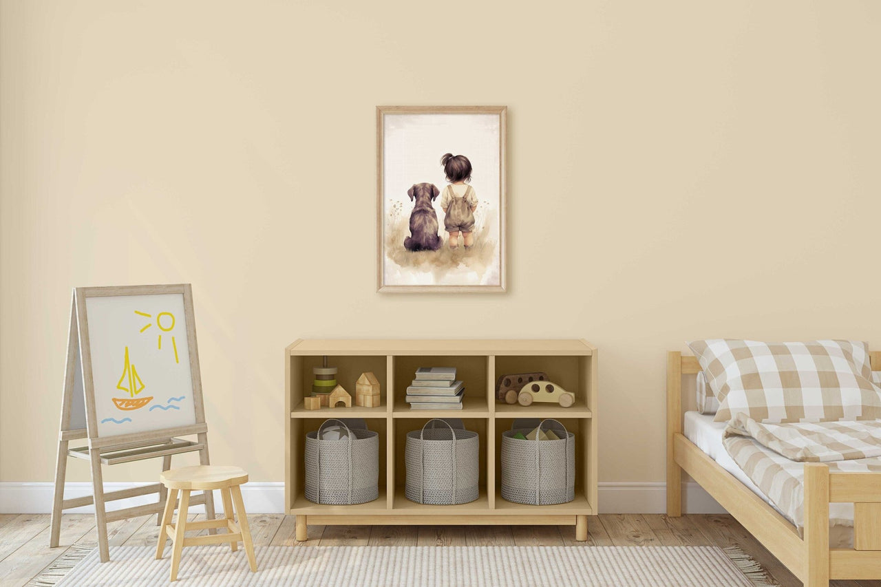 Brown Labrador Wall Art – Dog Nursery Print for Girls