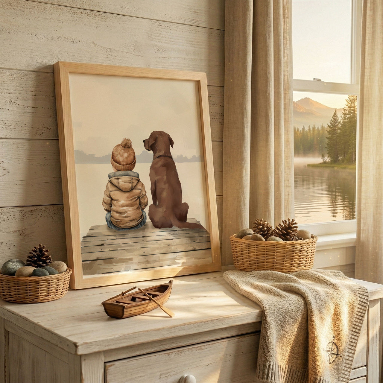 Brown Labrador Wall Art – Dog Nursery Print for Boys