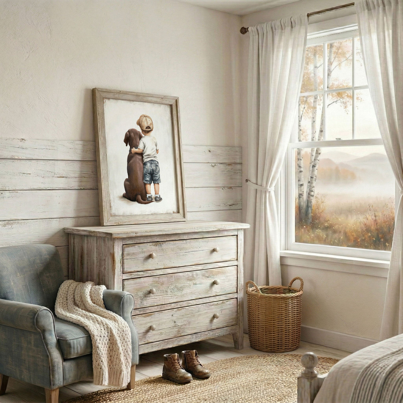 Brown Labrador Wall Art – Dog Print for Boys Room