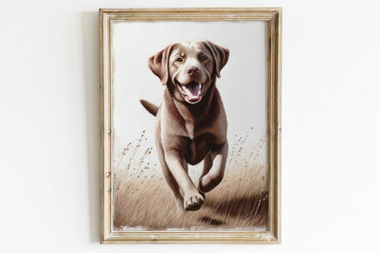 Brown Labrador Wall Art, Rustic Dog Decor, Border Collie Gift - WildfieldPrints
