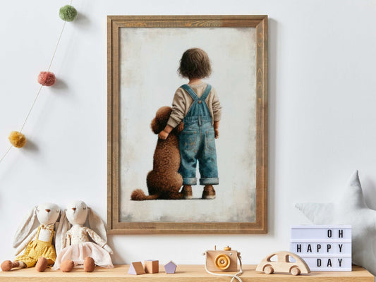 Brown Poodle Print, Cute Dog Nursery Decor, Girls Room Art - WildfieldPrints