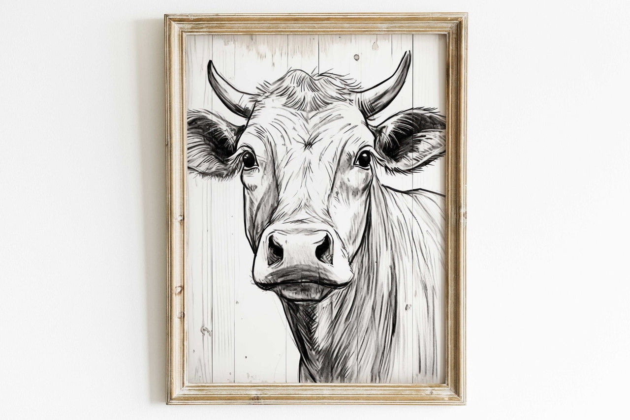 Bull Wall Art – Farm Animal Living Room Print