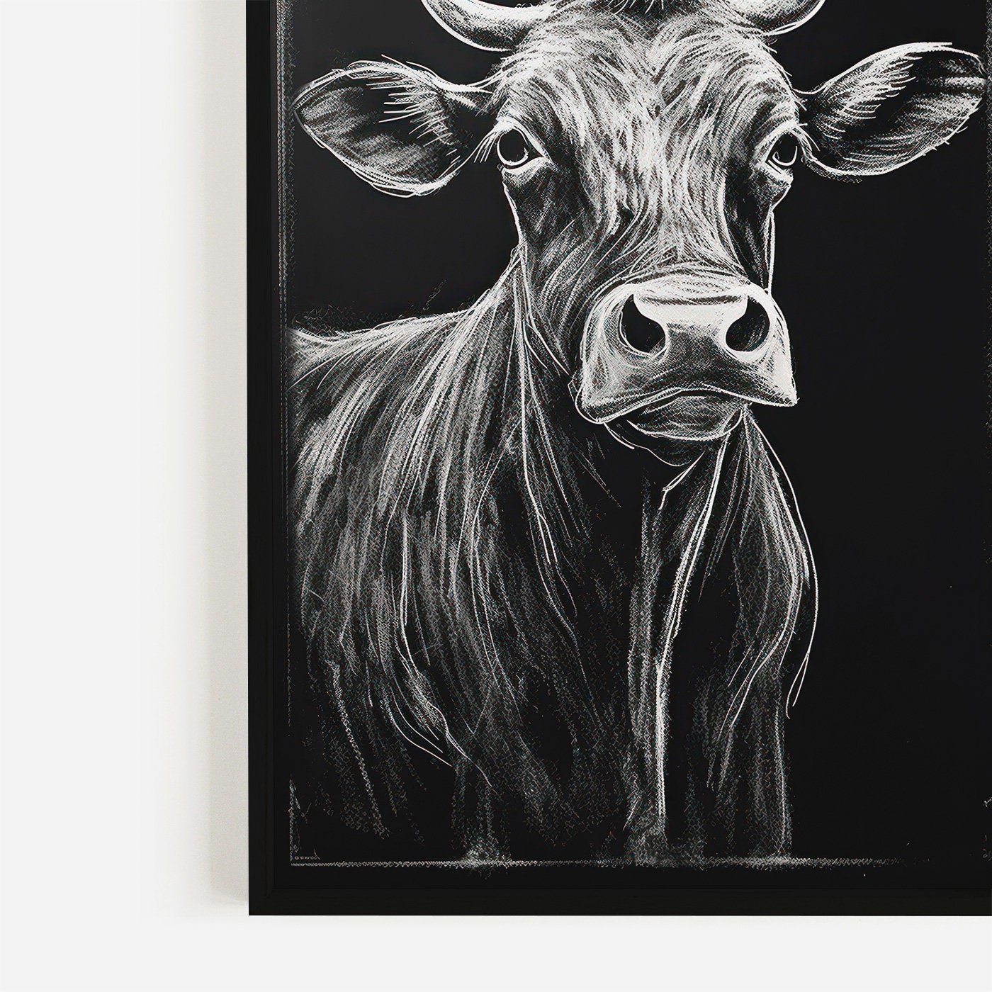 Bull Wall Art, Rustic Farmhouse Decor, Unique Cow Print - WildfieldPrints