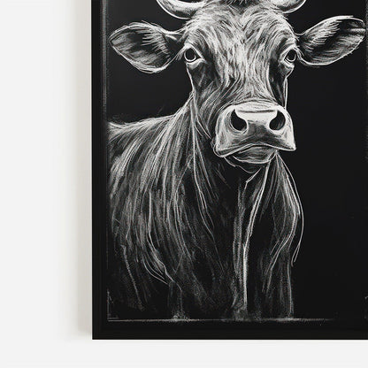 Bull Wall Art, Rustic Farmhouse Decor, Unique Cow Print - WildfieldPrints