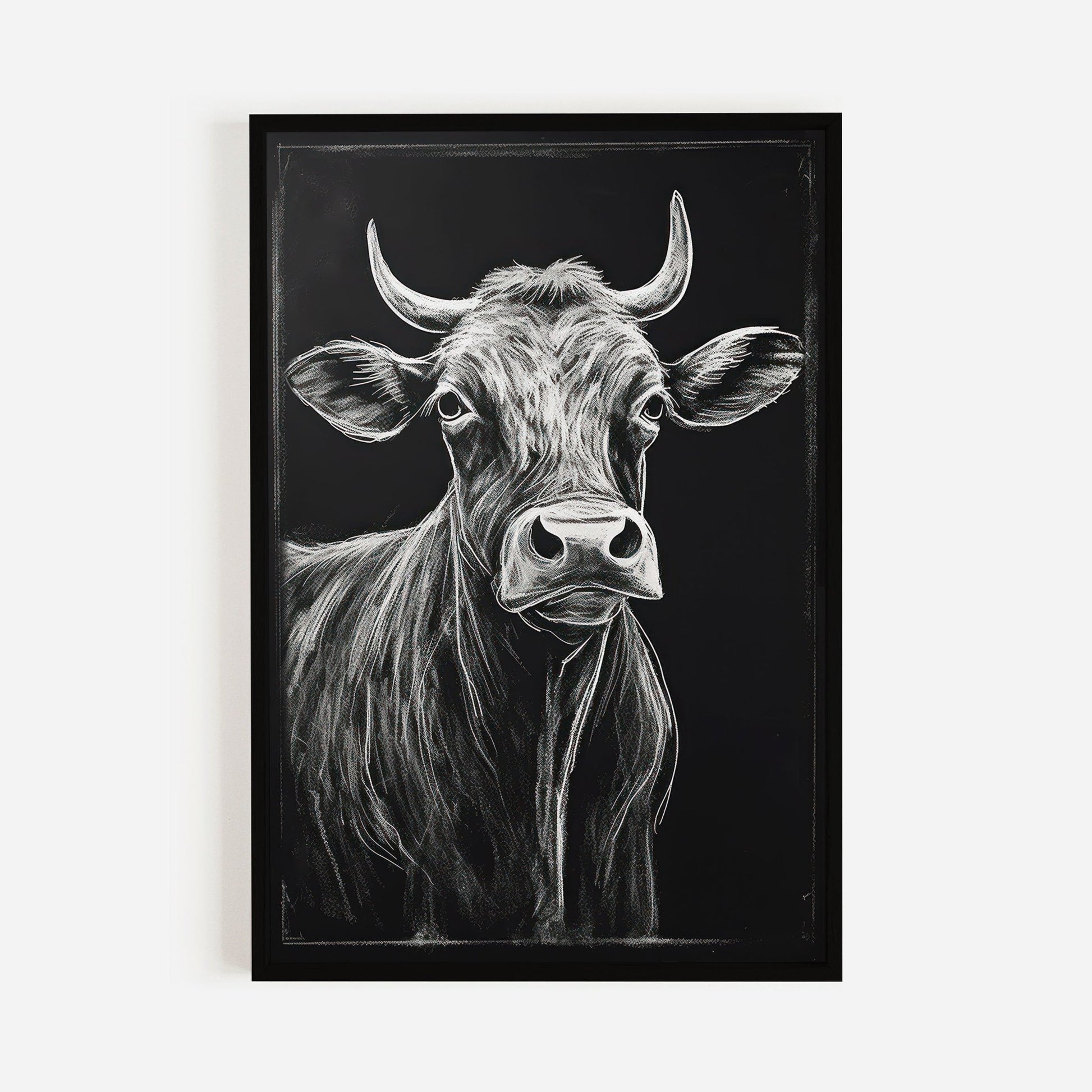 Bull Wall Art, Rustic Farmhouse Decor, Unique Cow Print - WildfieldPrints