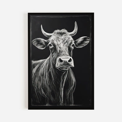 Bull Wall Art, Rustic Farmhouse Decor, Unique Cow Print - WildfieldPrints