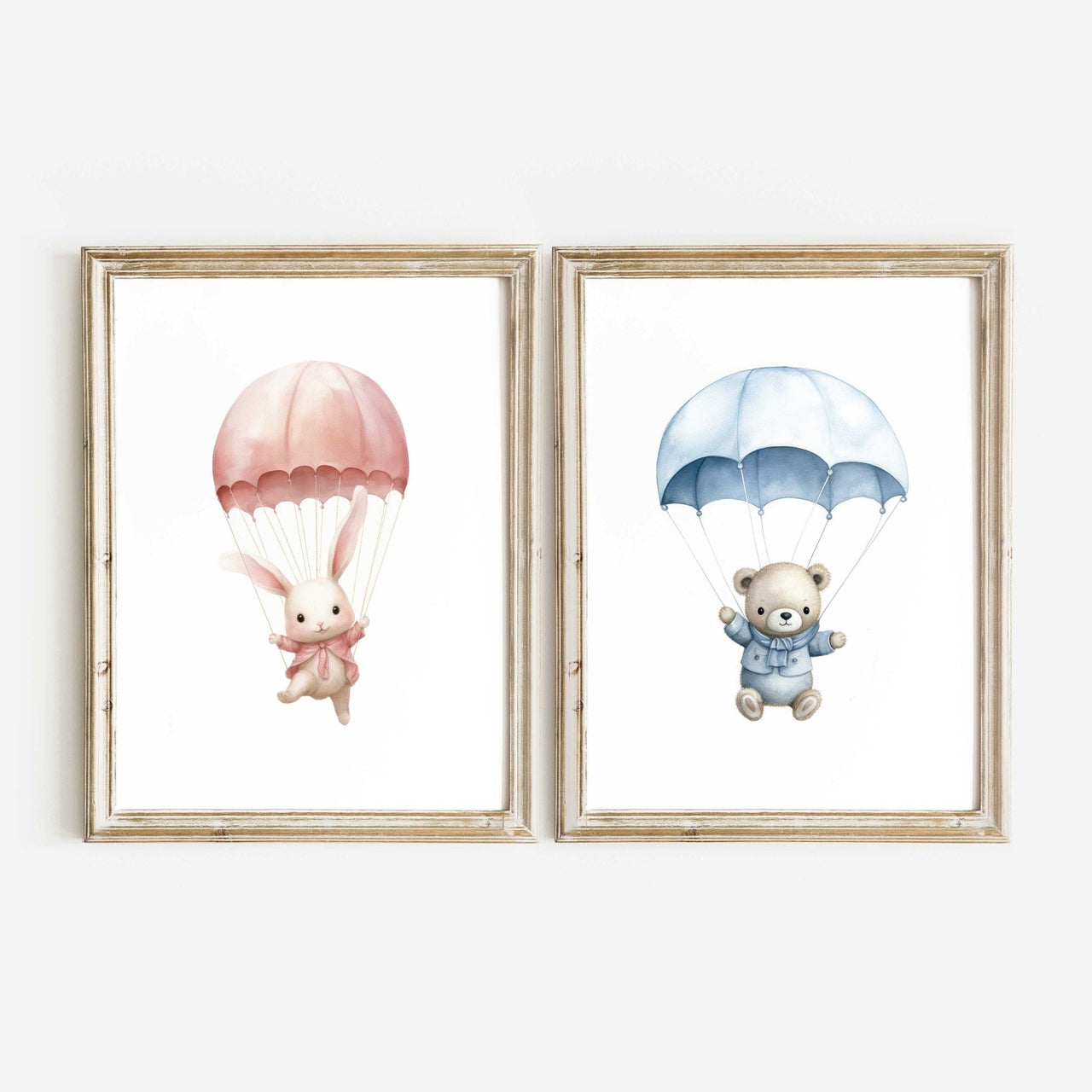 Bunny & Bear Wall Art – Animal Nursery Print • Set of 2