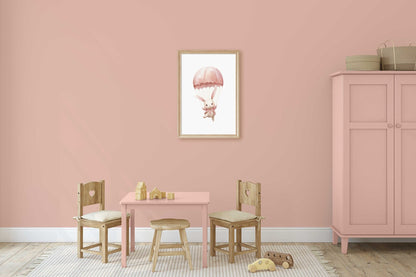 Bunny Nursery Art Print, Parachute & Hot Air Balloon Decor, Baby Gift - WildfieldPrints