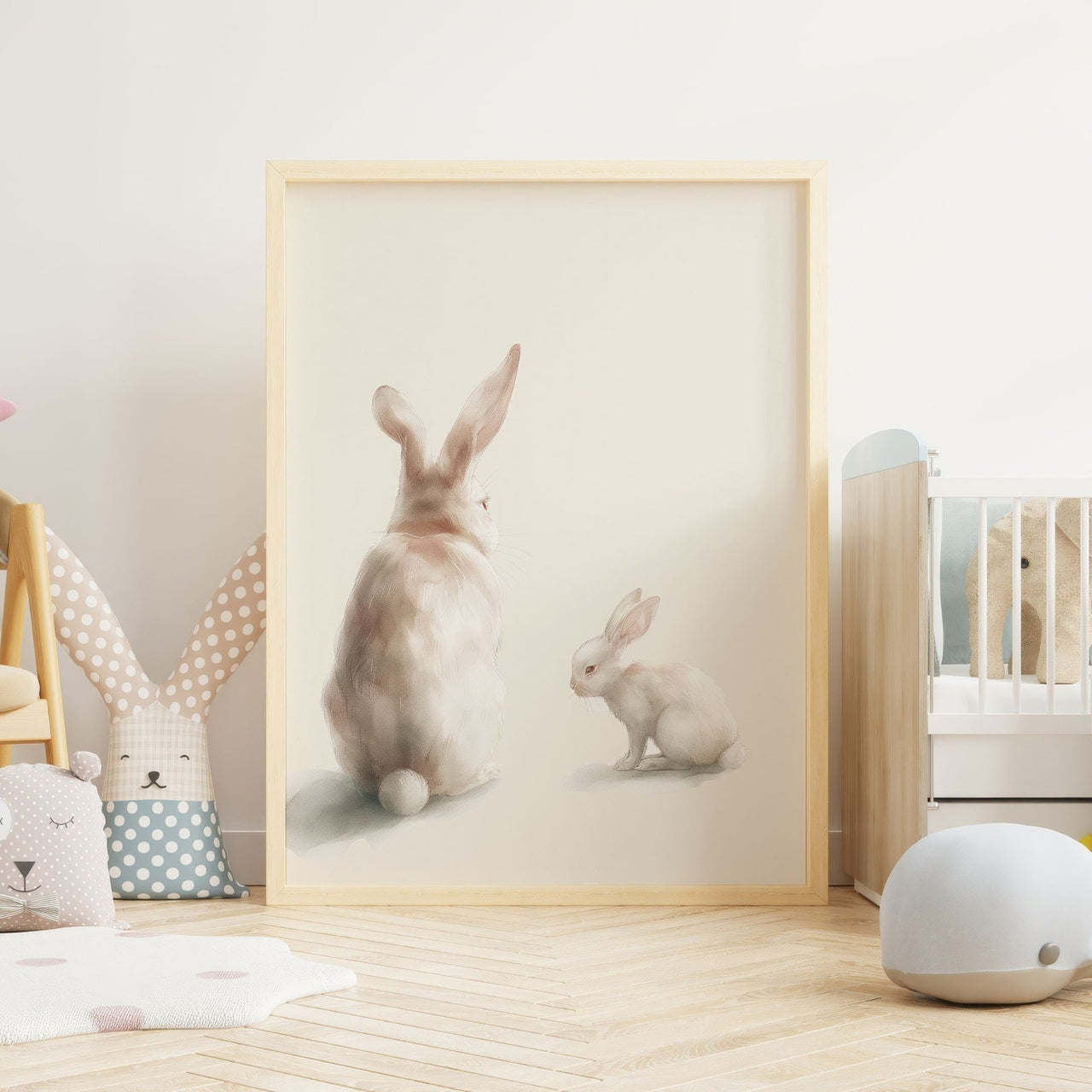 Bunny Wall Art – Cute Animal Nursery Print for Girls Room