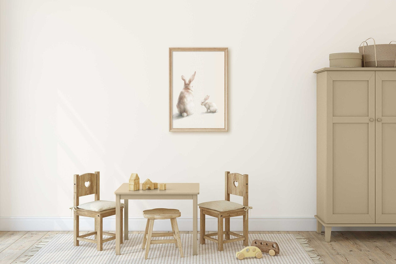 Bunny Wall Art – Cute Animal Nursery Print for Girls Room