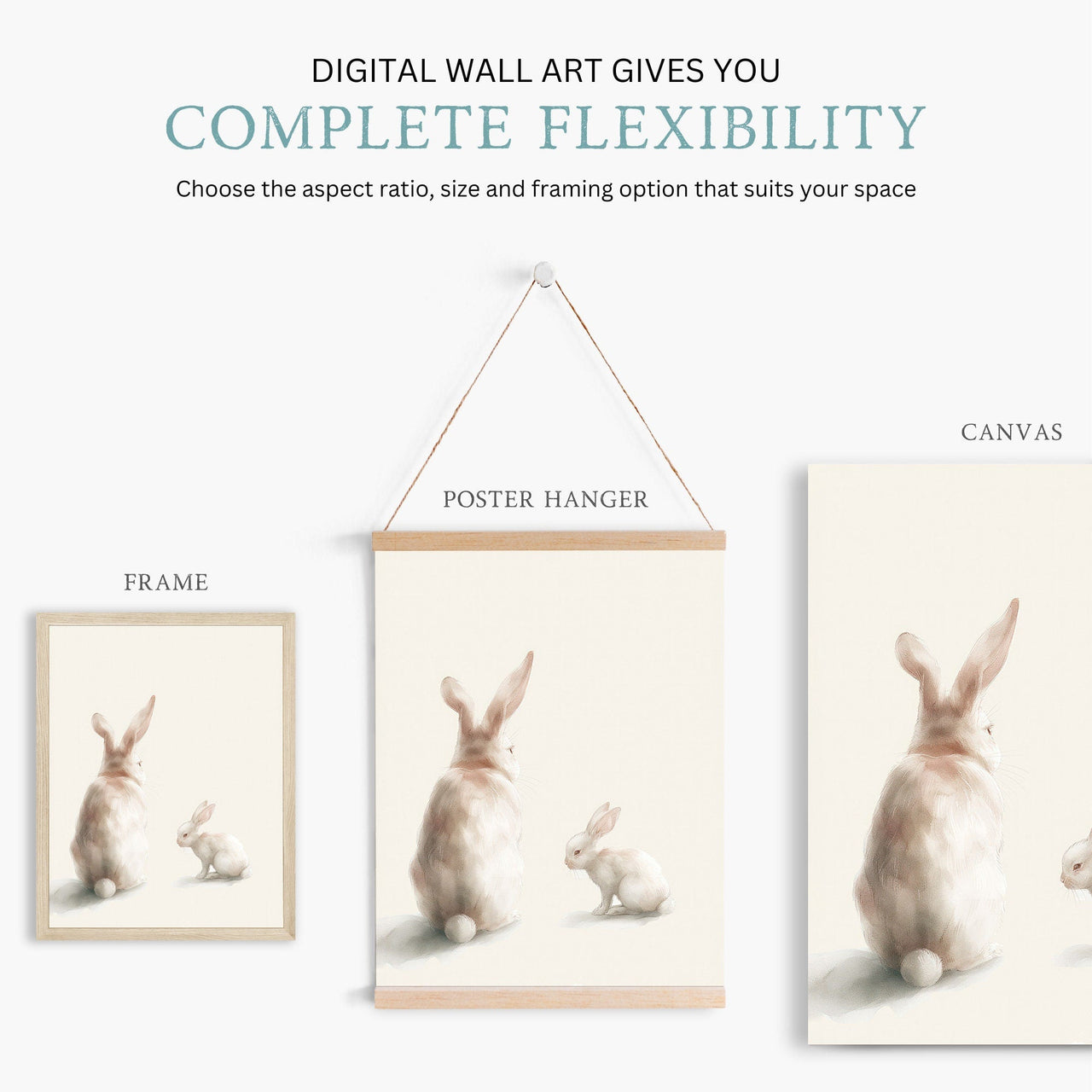 Bunny Wall Art – Cute Animal Nursery Print for Girls Room