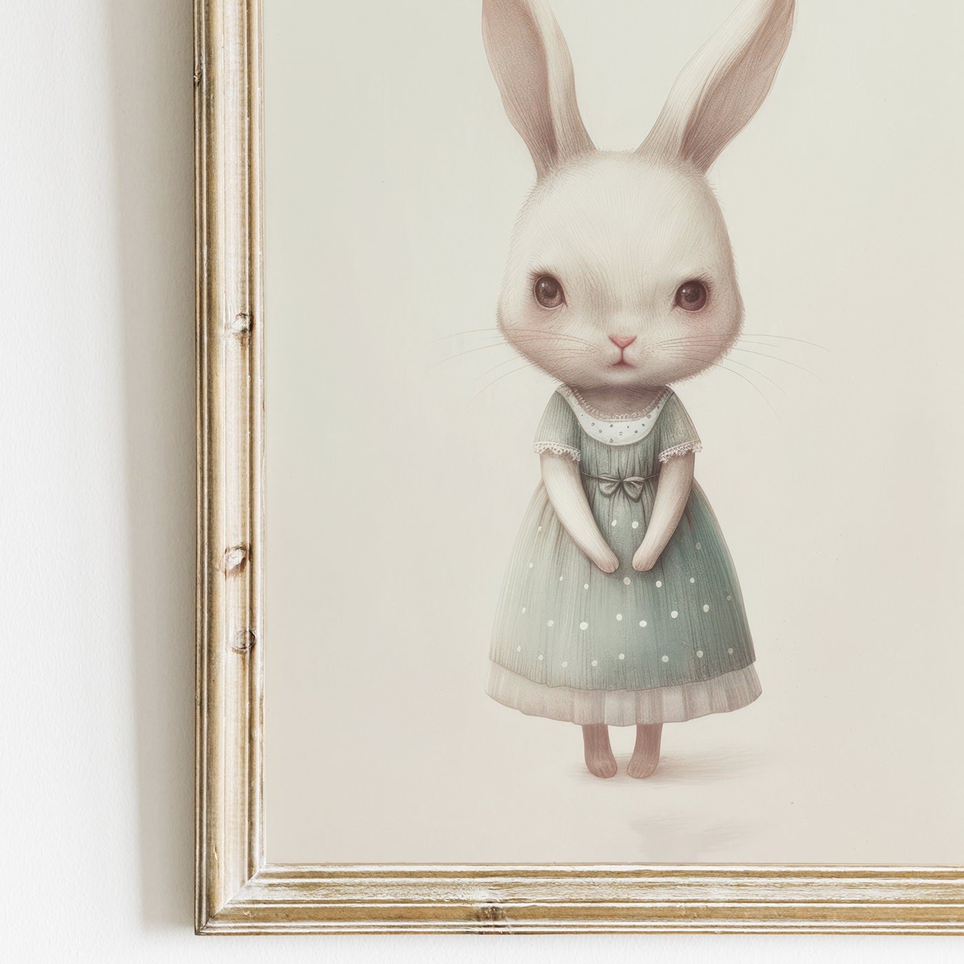 Bunny Nursery Decor, Whimsical Rabbit Art Print, Baby Girl Room Decor - WildfieldPrints