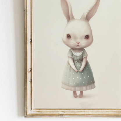 Bunny Nursery Decor, Whimsical Rabbit Art Print, Baby Girl Room Decor - WildfieldPrints