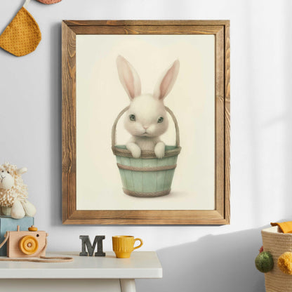 Bunny Nursery Print, Whimsical Rabbit Wall Decor, Baby Girl Room Art - WildfieldPrints