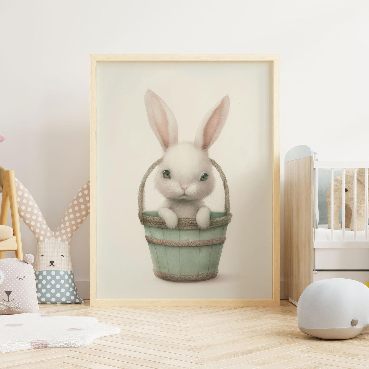 Bunny Wall Art – Animal Nursery Print for Baby Girl Room