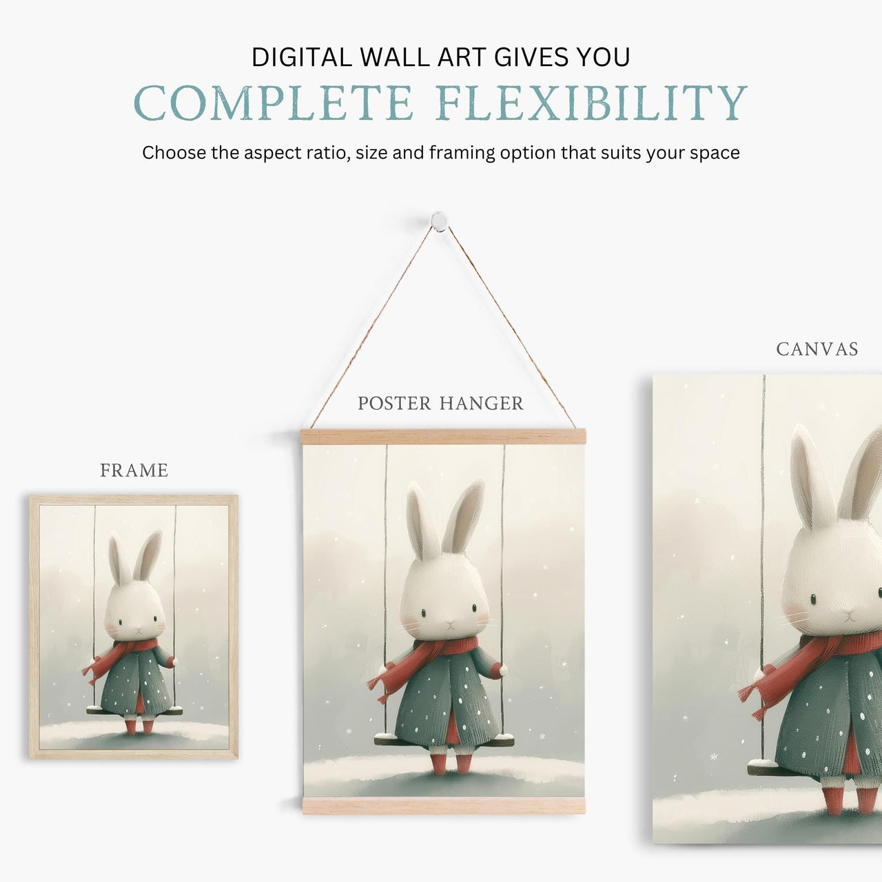 Whimsical Bunny Wall Art – Animal Kids Room Decor