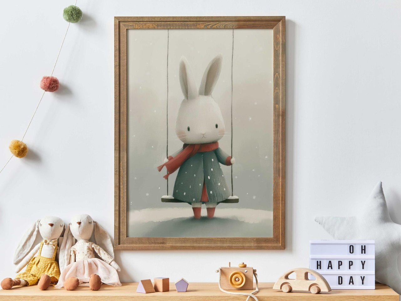 Whimsical Bunny Wall Art – Animal Kids Room Decor