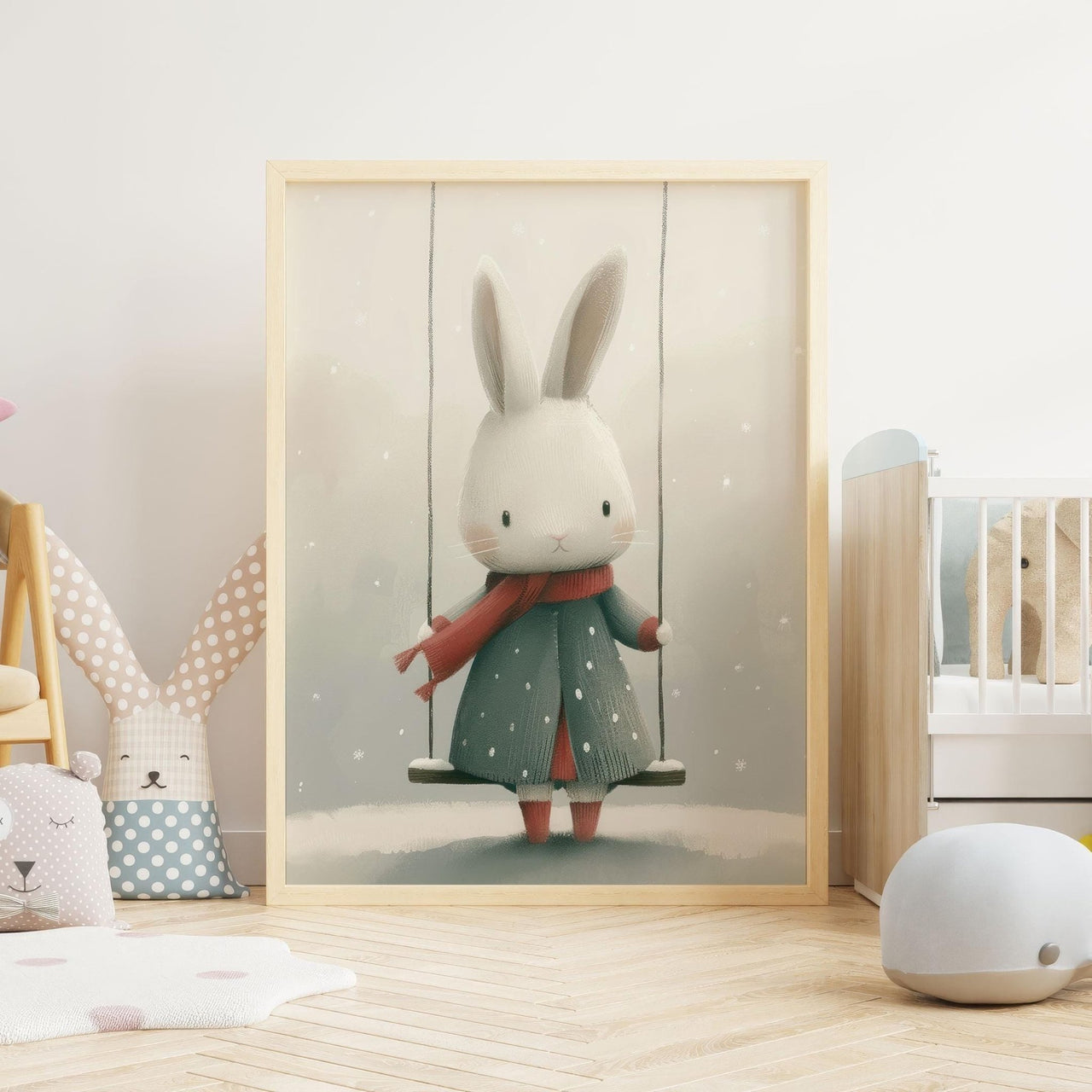 Whimsical Bunny Wall Art – Animal Kids Room Decor