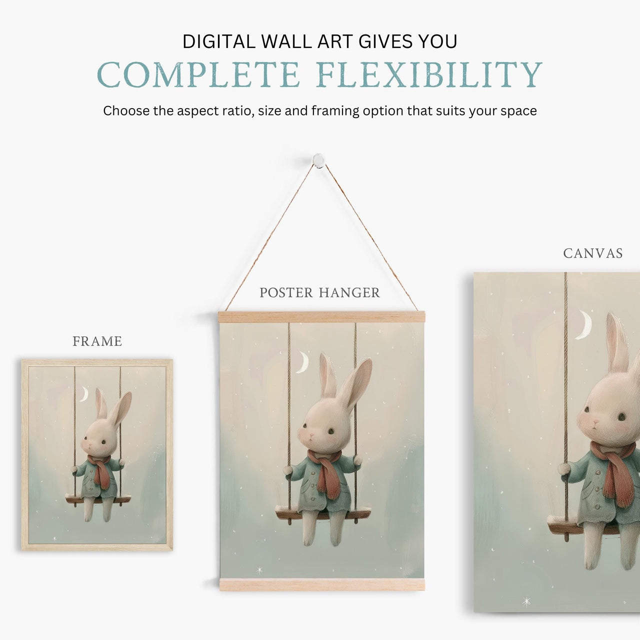 Bunny Wall Art – Animal Kids Room Print