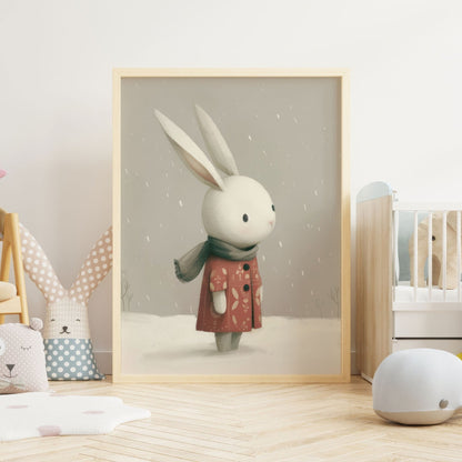 Bunny Nursery Wall Decor, Cute Animal Art for Children's Bedroom, Unique Nursery Art, Rabbit Print, Winter Nursery, PRINTABLE Kids Wall Art - My Store
