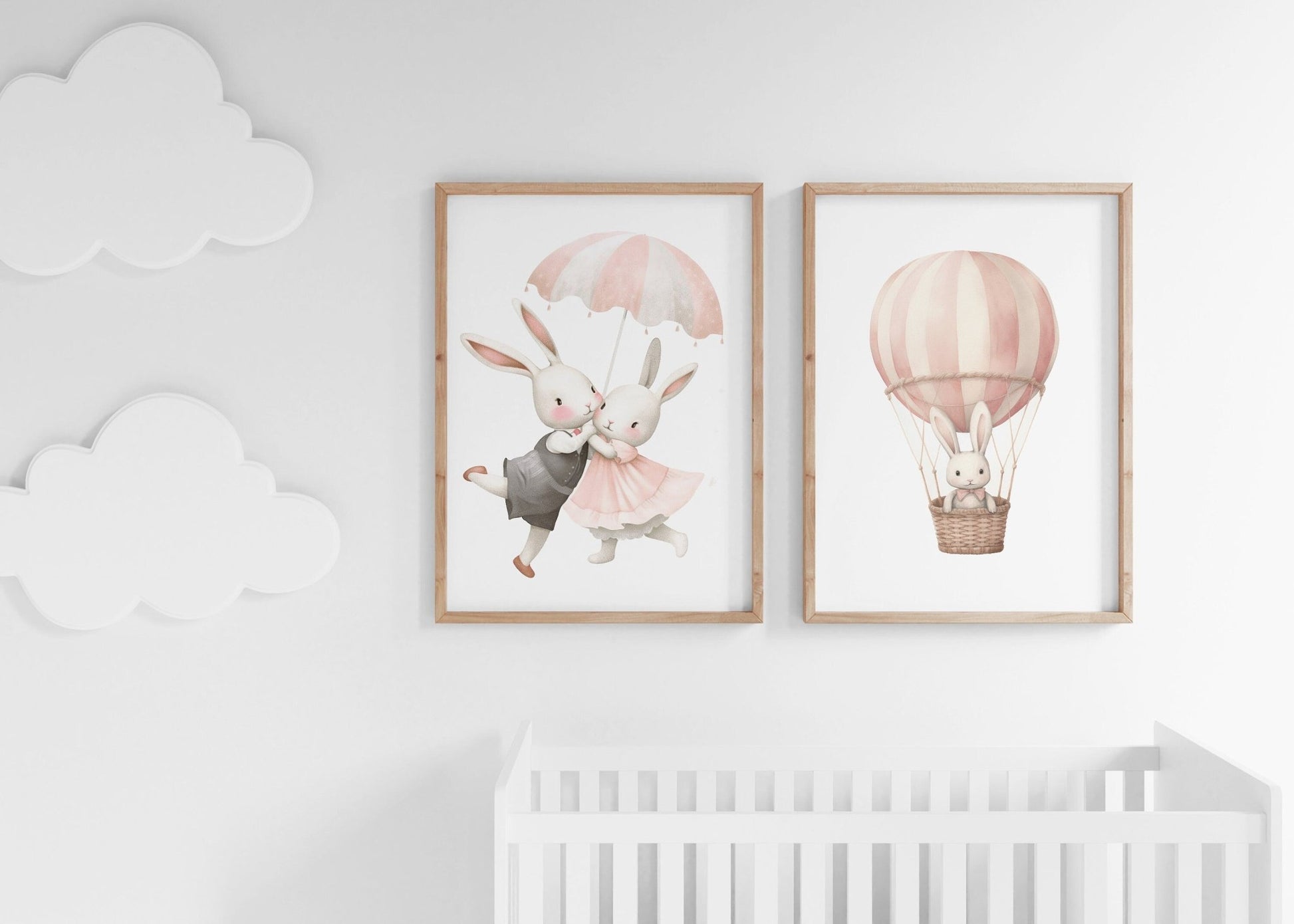 Bunny Nursery Wall Decor, Cute Animal Art for Kids Bedroom - WildfieldPrints