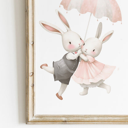 Bunny Nursery Wall Decor, Cute Animal Art for Kids Bedroom - WildfieldPrints
