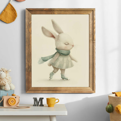 Bunny Nursery Wall Decor, Cute Animal Art for Kids' Rooms, Winter Print - WildfieldPrints