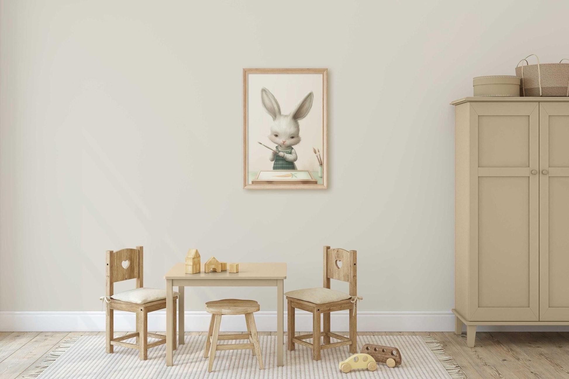 Bunny Nursery Wall Decor, Whimsical Animal Art for Kids' Room - WildfieldPrints
