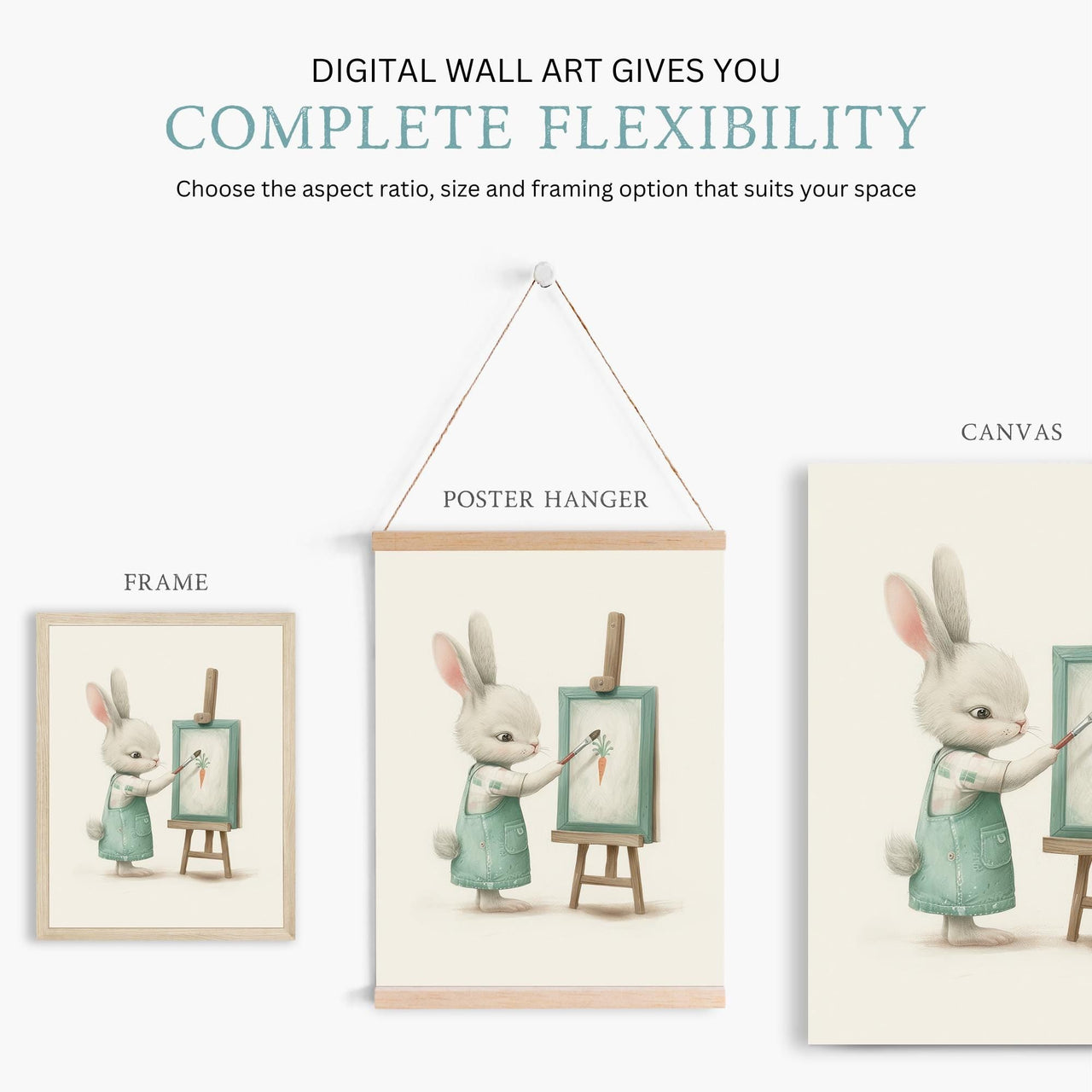 Whimsical Bunny Wall Art – Animal Nursery Print