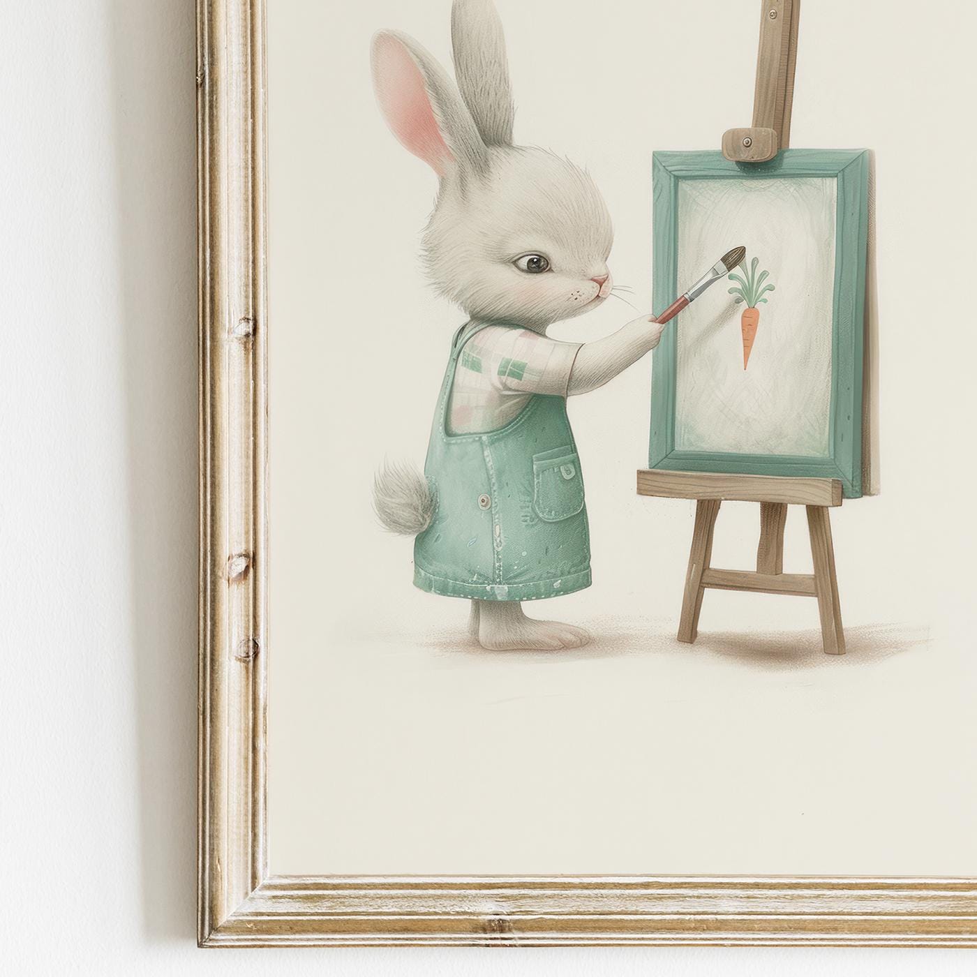 Bunny Nursery Wall Decor, Wildflower Field Print, Rabbit Painting - WildfieldPrints