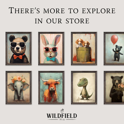 Bunny Nursery Wall Decor, Wildflower Field Print, Rabbit Painting - WildfieldPrints