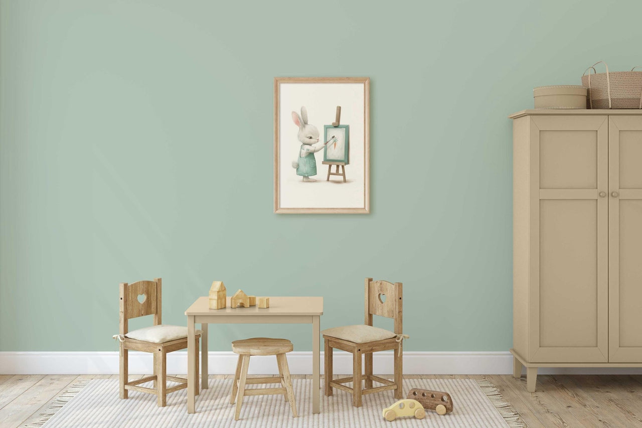 Whimsical Bunny Wall Art – Animal Nursery Print