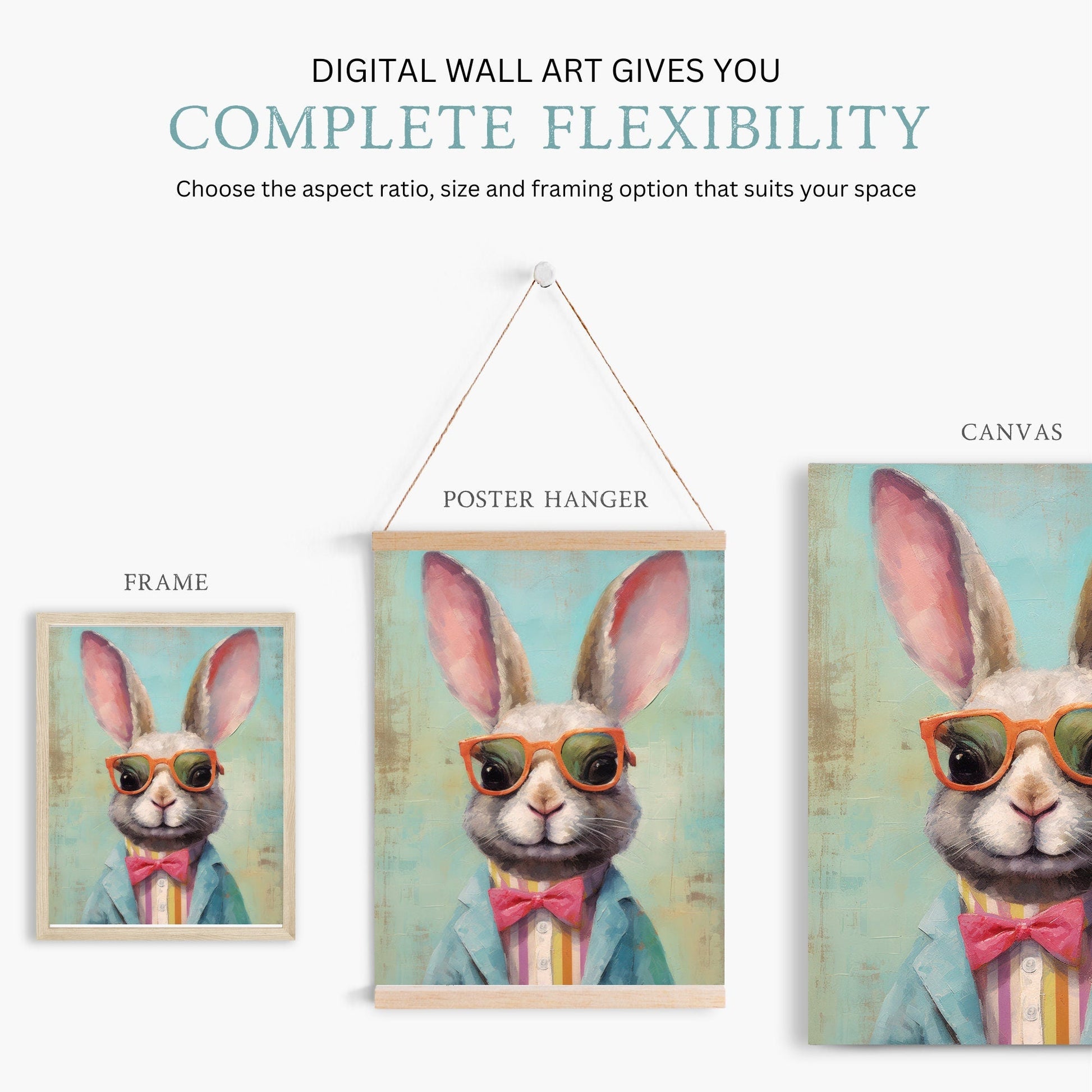 Bunny Wall Decor, Vintage Animal Art, Whimsical Nursery Decor - WildfieldPrints